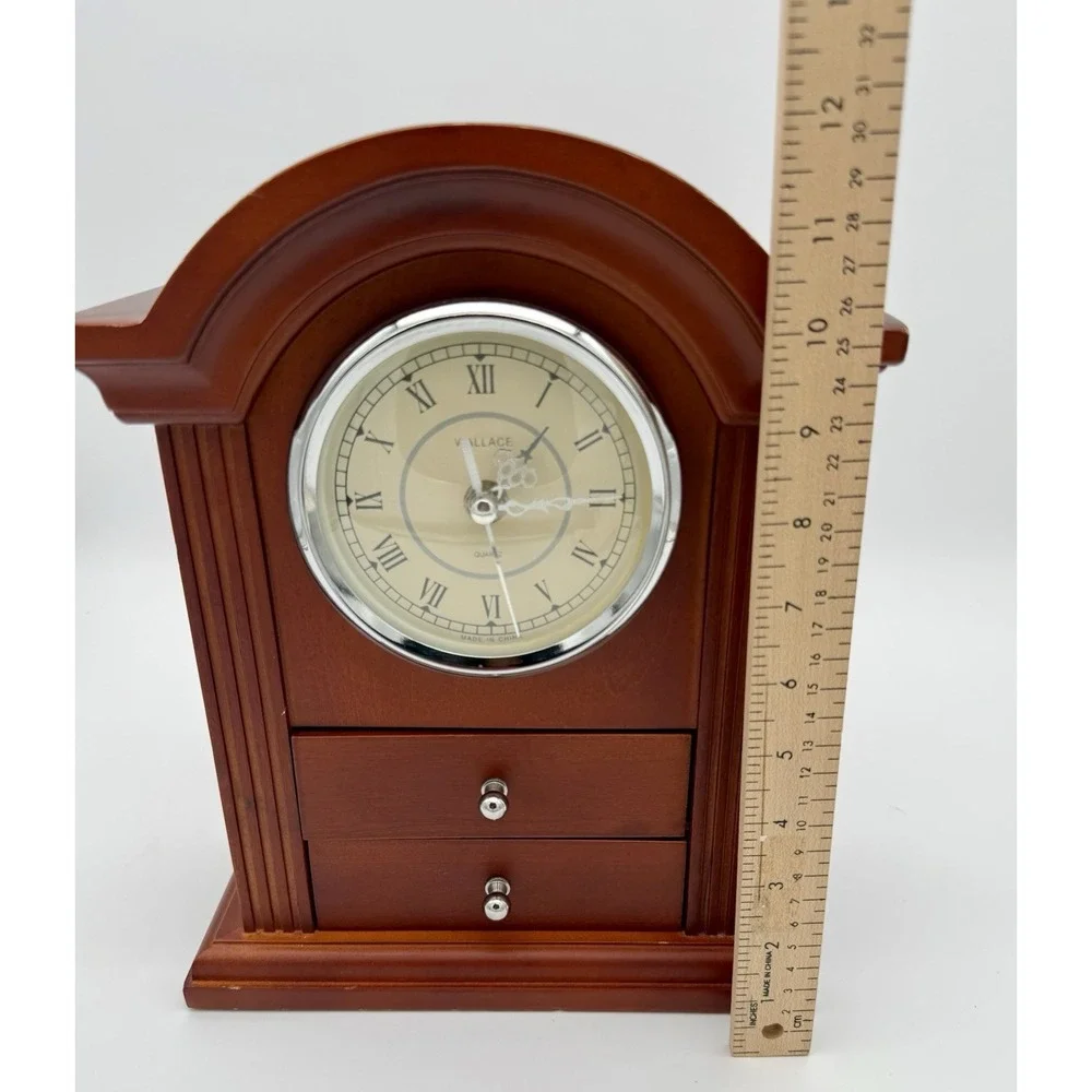 Wallace Silversmiths Mantel Clock Jewelry Box 2 Drawers AS-IS Clock Repair
